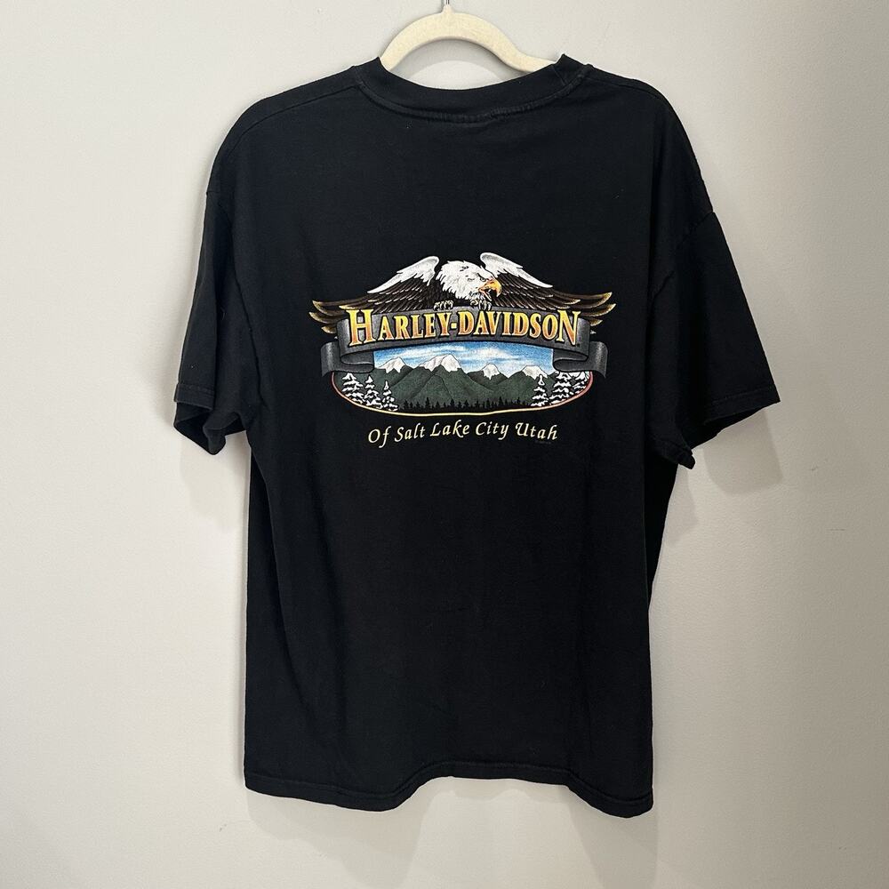 Vintage Men’s Size XL Harley Davidson Salt Lake City Utah Black Pocket T-Shrit